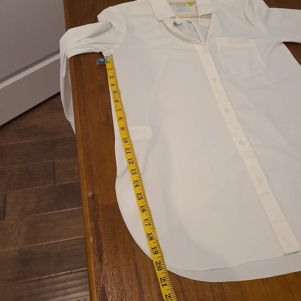 Lysse Schiffer White Button Down Stretch Long Sleeve Blouse - Picture 9 of 9